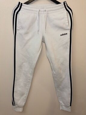 Adidas Woman’s White Track Joggers with Black Side Stripes